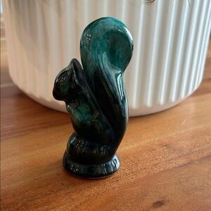 Blue Mountain Pottery Vintage Squirrel Figurine in teal and black glaze